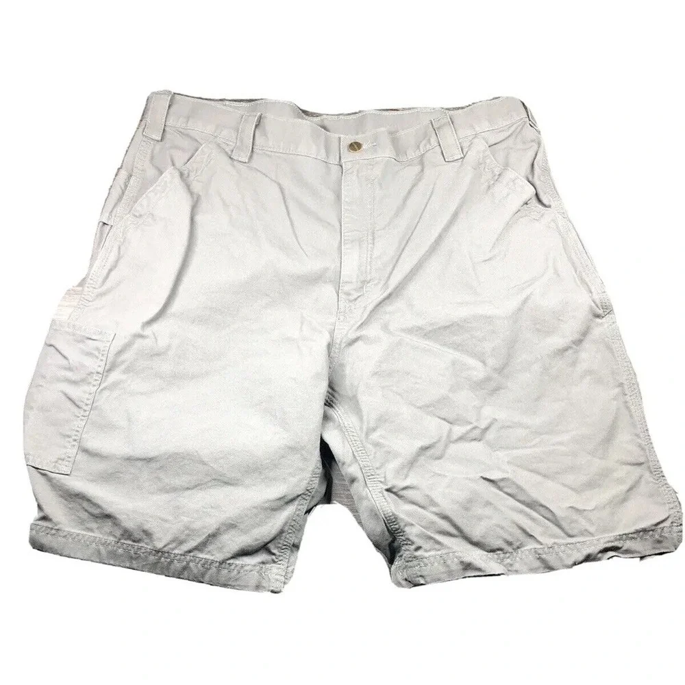 Carhartt Original Fit Shorts Mens 40x10 Gray Canvas Utility Workwear Rugged B147